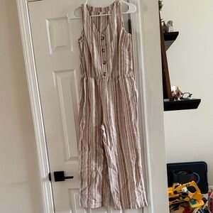 Striped Sleeveless Jumpsuit with Buttons